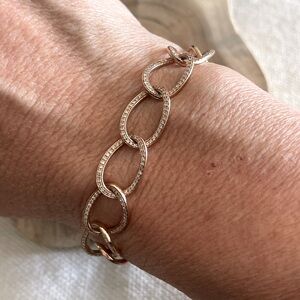 NWT 14K Rose gold and pave diamond link bracelet.